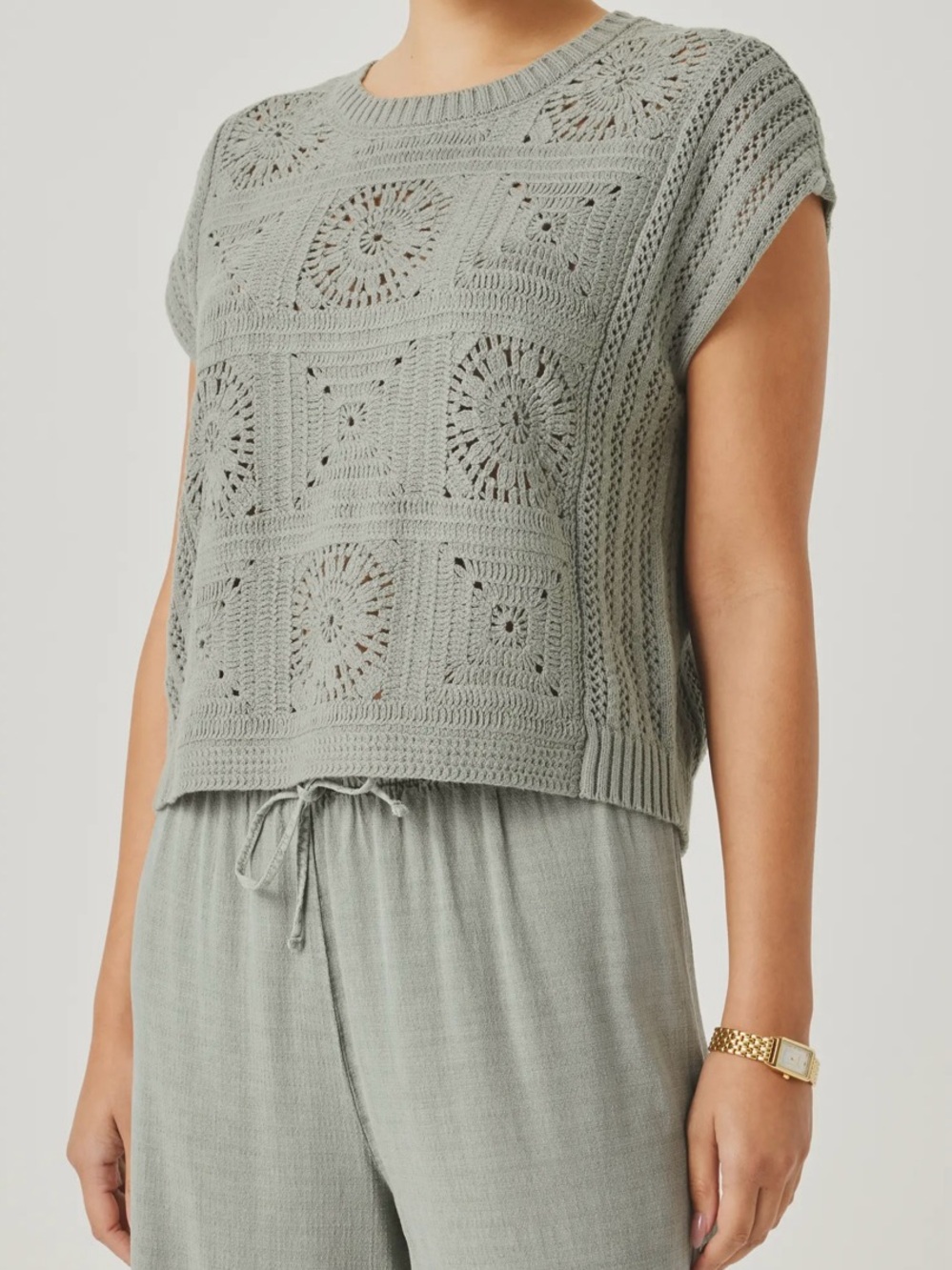 Splendid NWT Open Stitch Sweater Crochet Knit Boxy Top